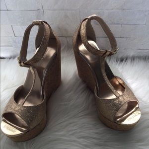 Jimmy Choo Glitter Wedge Sandals